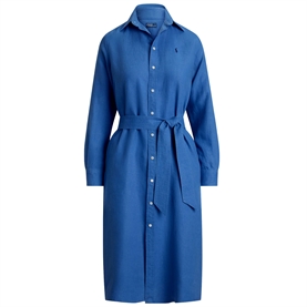 Polo Ralph Lauren Belted Linen Skjortekjole, Retreat Blue